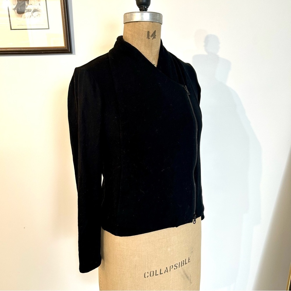 Eileen Fisher Women’s Black Tencel Fleece Moto Asymmetrical Zip Jacket Sz Xs - Picture 3 of 14
